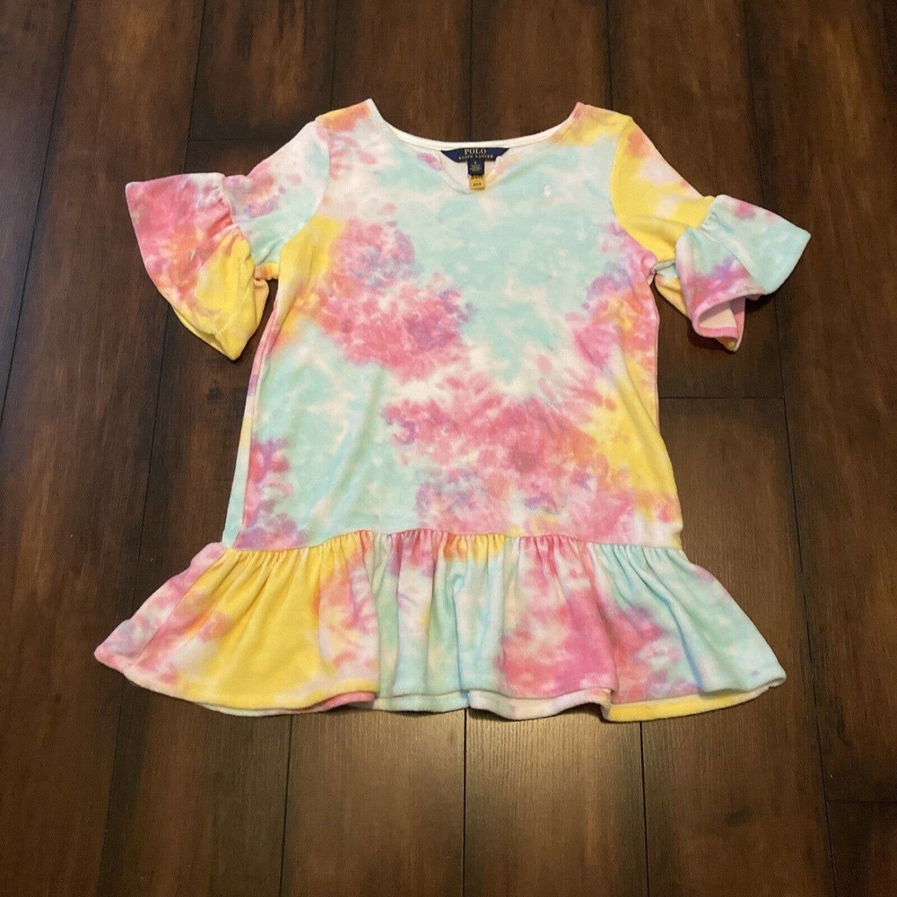Polo Ralph Lauren XL 16 Terry Cloth Girl Tye Dye Cover Up Dress Beach Skirt